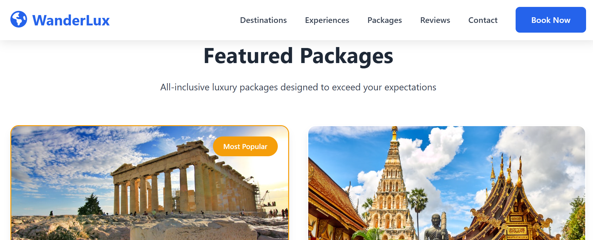 WanderLux — Luxury Travel Experiences Website - Image 2